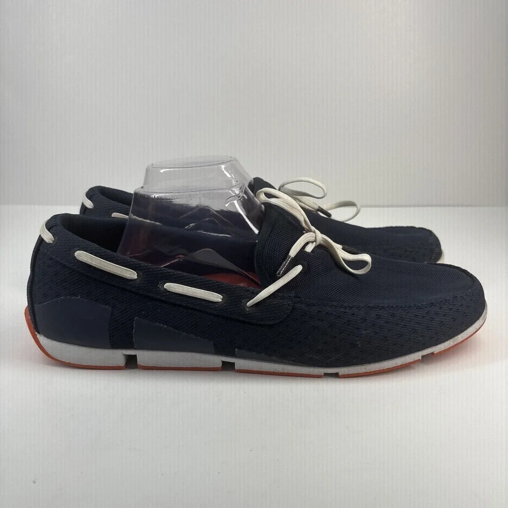 SWIMS Breeze Men's US 11 Navy Slip-On Loafer Boat Deck Shoes Braided Lace Casual